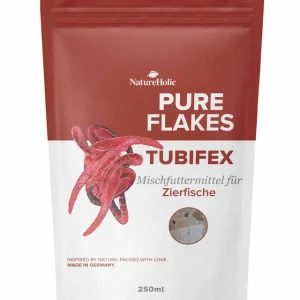 Markenware NatureHolic Pure Flakes Tubifex, Futter für Fische und Wirbellose, 250 ml
